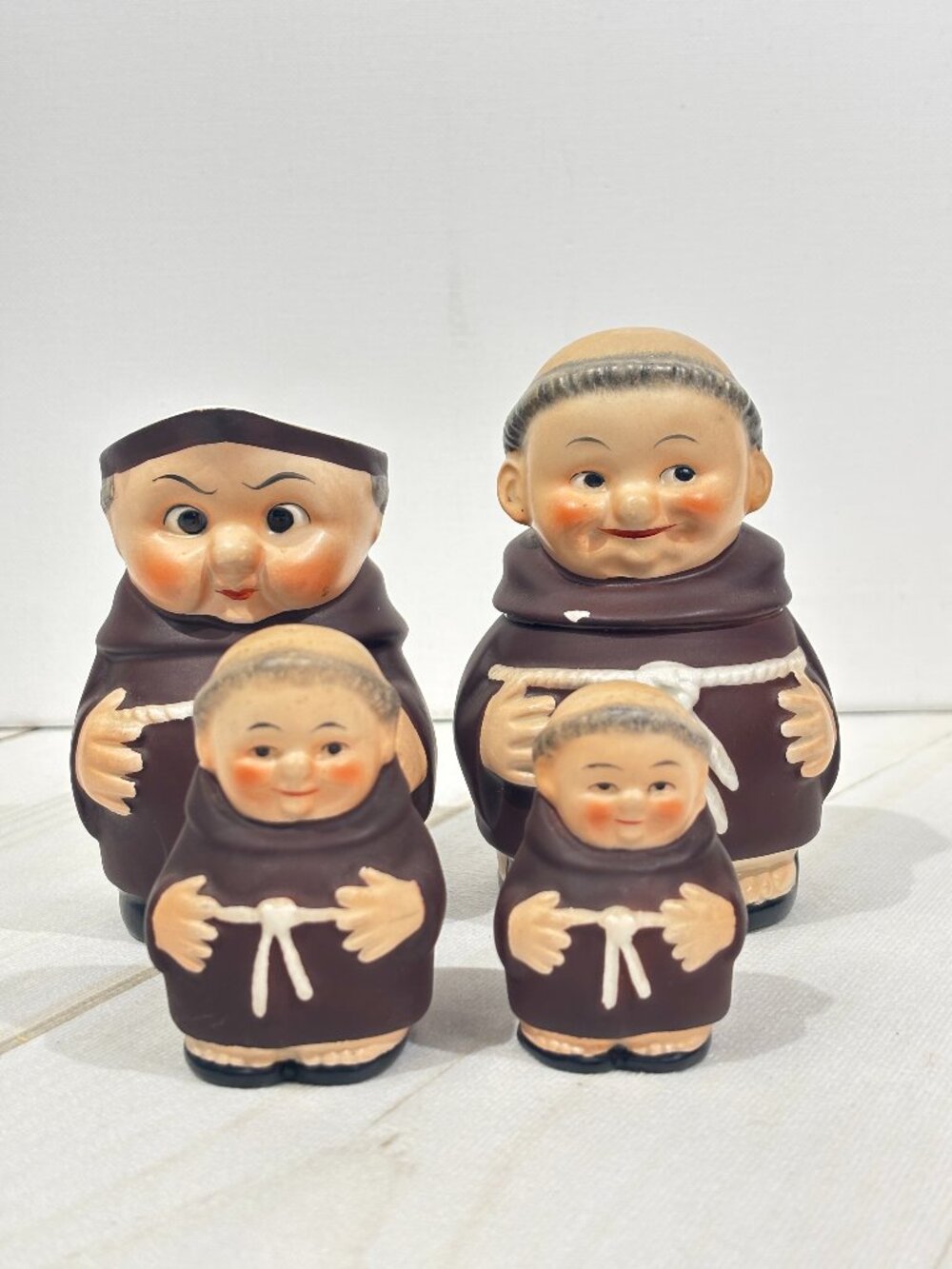 Goebel Hummel Monk Friar Tuck Salt Pepper Shakers Creamer Sugar Germany FLAWS